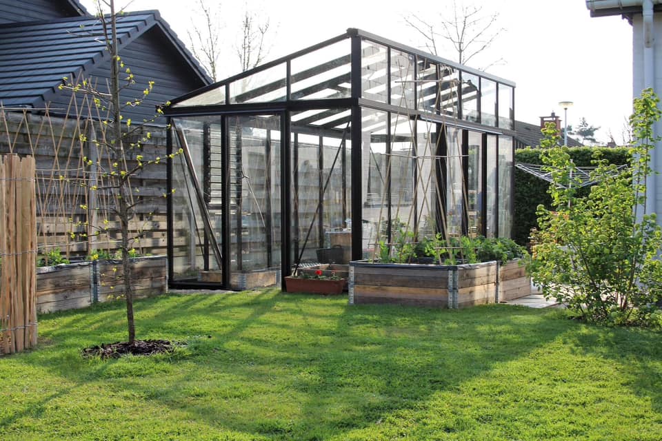 Modern™ Victorian Lean-to Style Glass Greenhouse