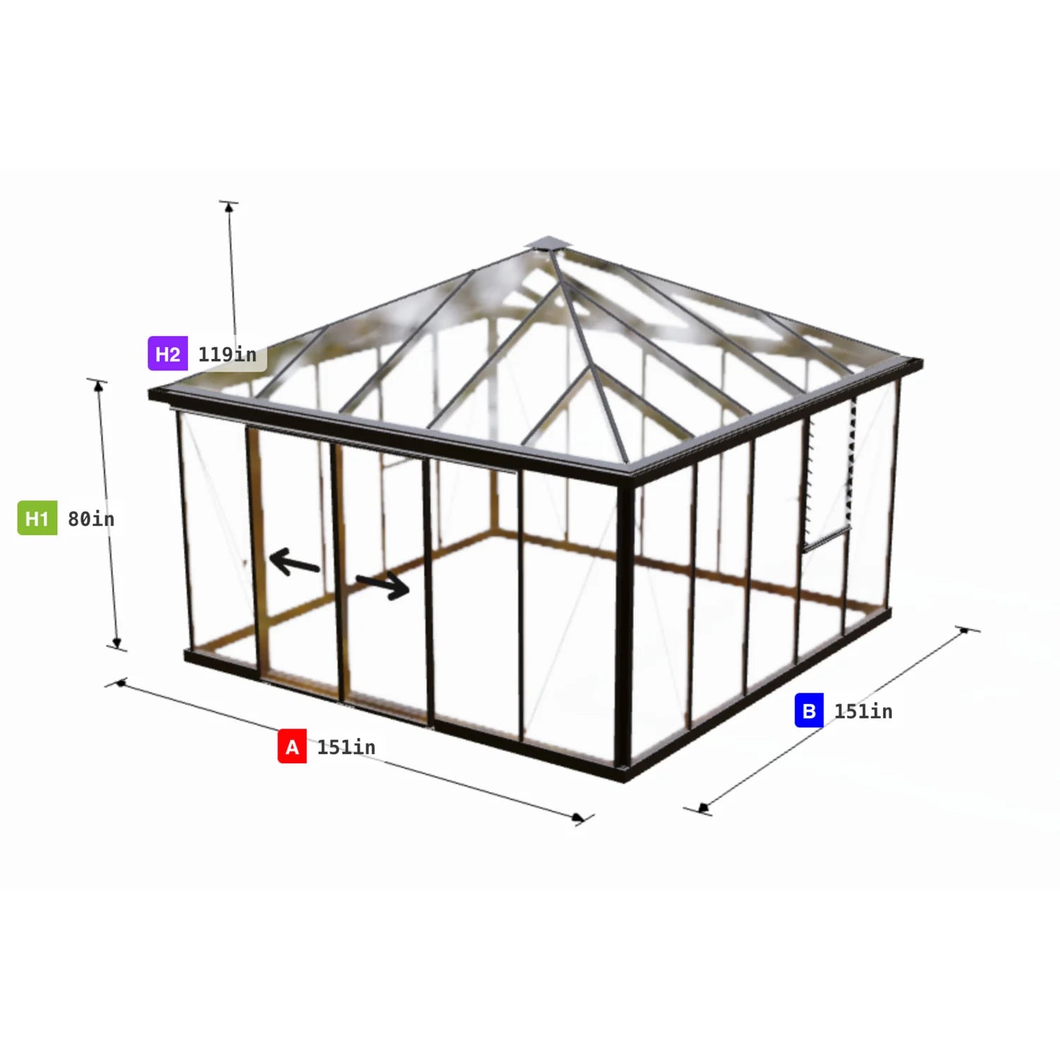 Pyramid Premium Livable Glass Greenhouse