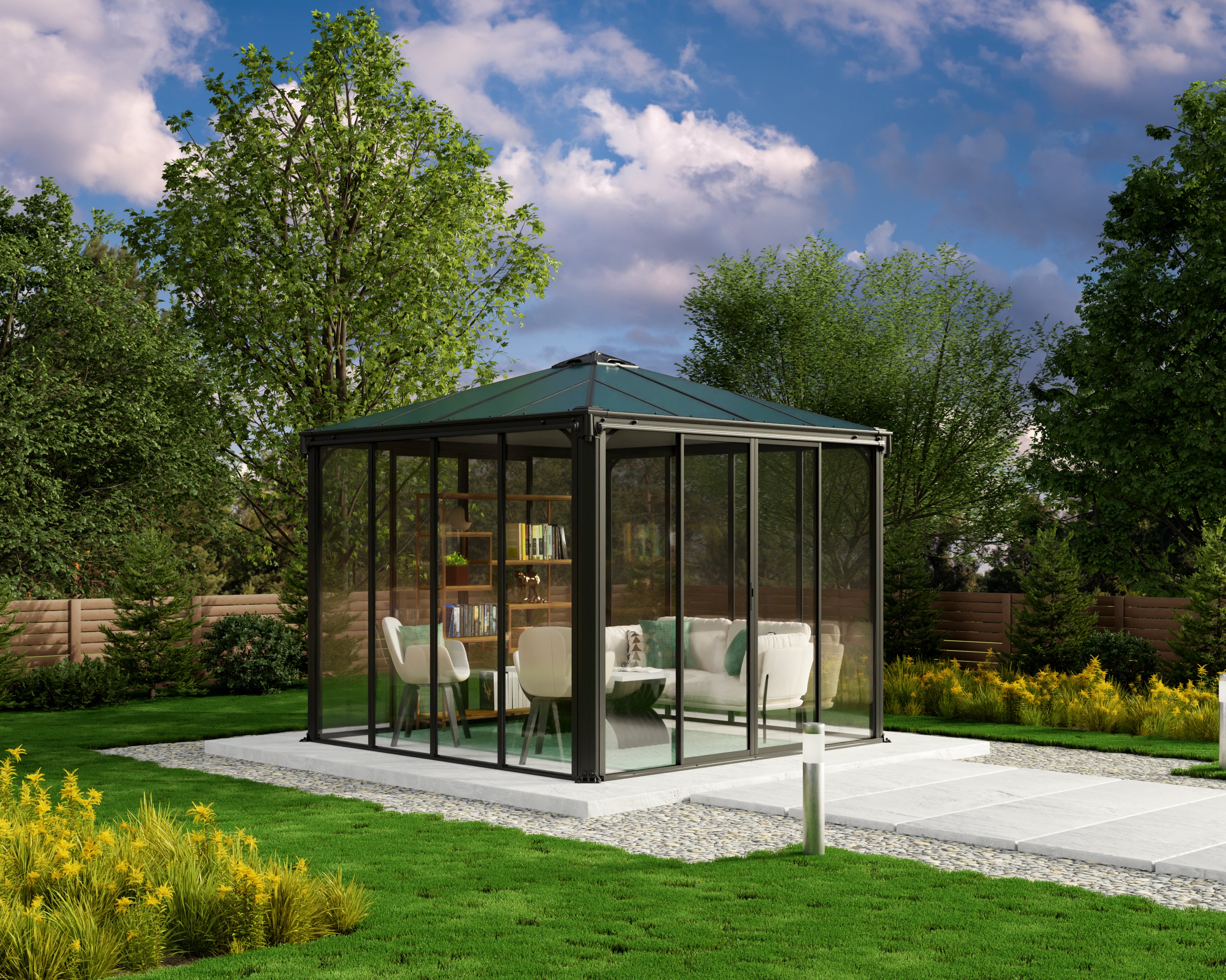 Ledro 10'x9'x10' Enclosed Gazebo/Garden Office