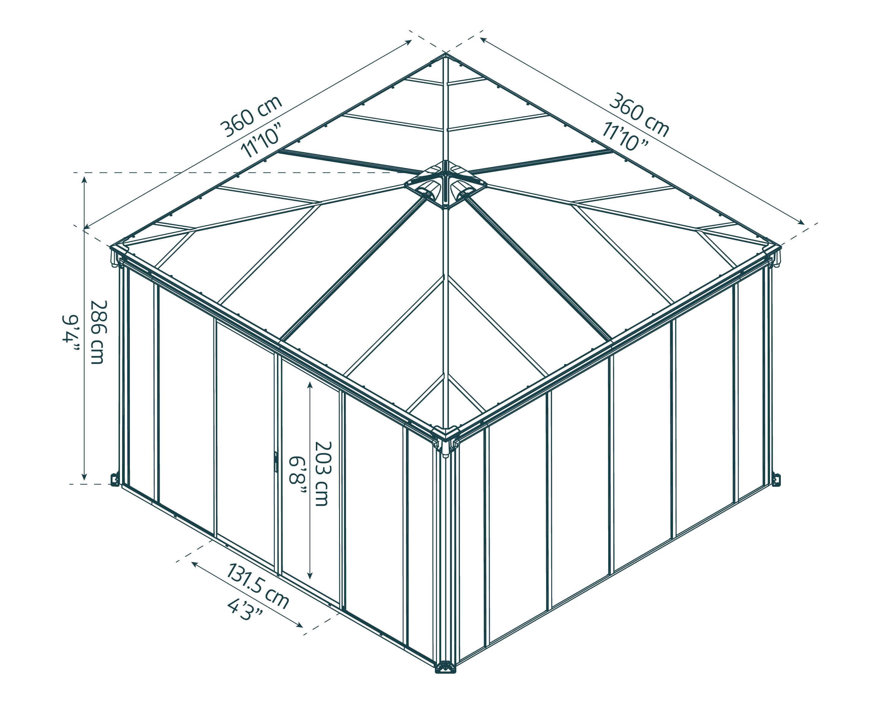 Ledro 12'x9'x12' Enclosed Gazebo/Garden Office