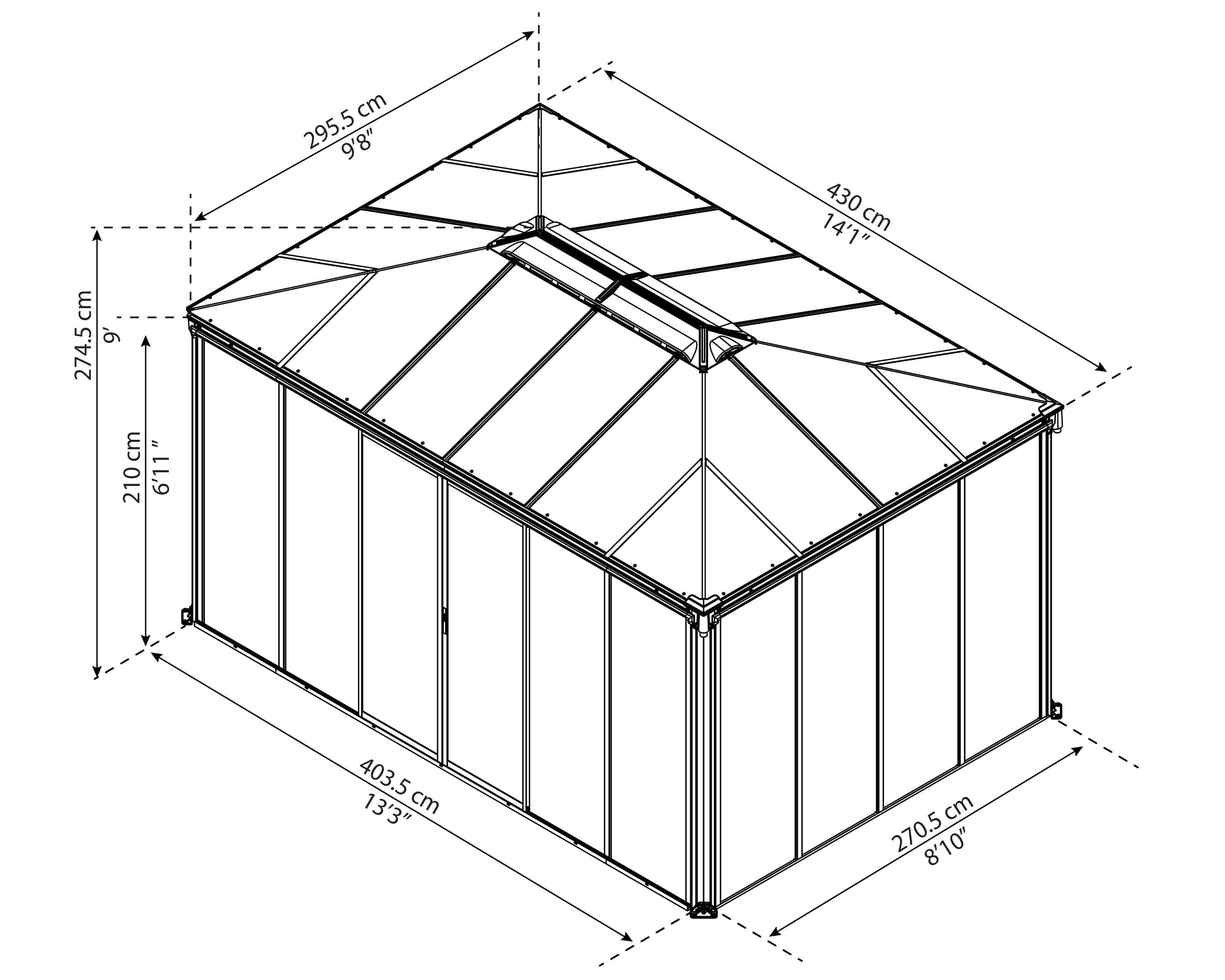 Ledro 10'x9'x14' Enclosed Gazebo/Garden Office