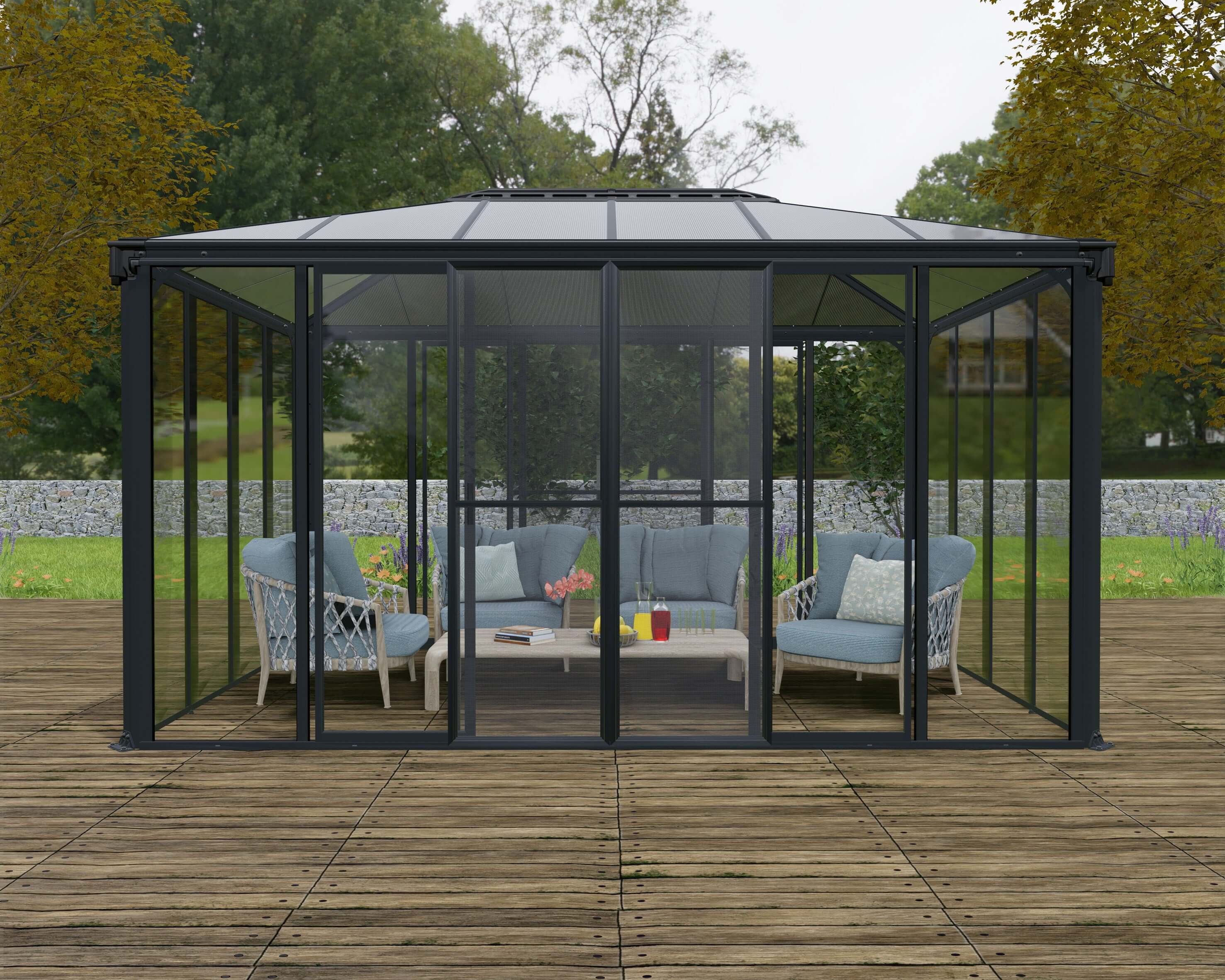 Ledro 10'x9'x14' Enclosed Gazebo/Garden Office