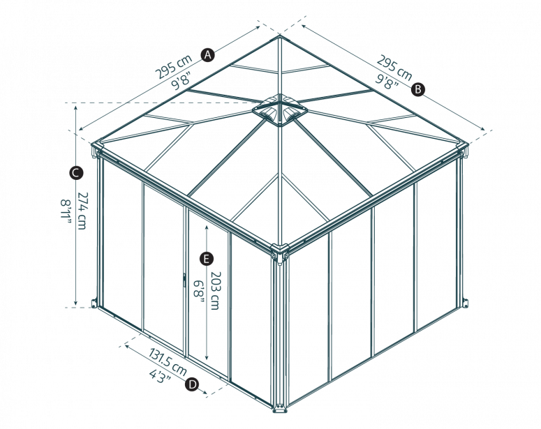 Ledro 10'x9'x10' Enclosed Gazebo/Garden Office