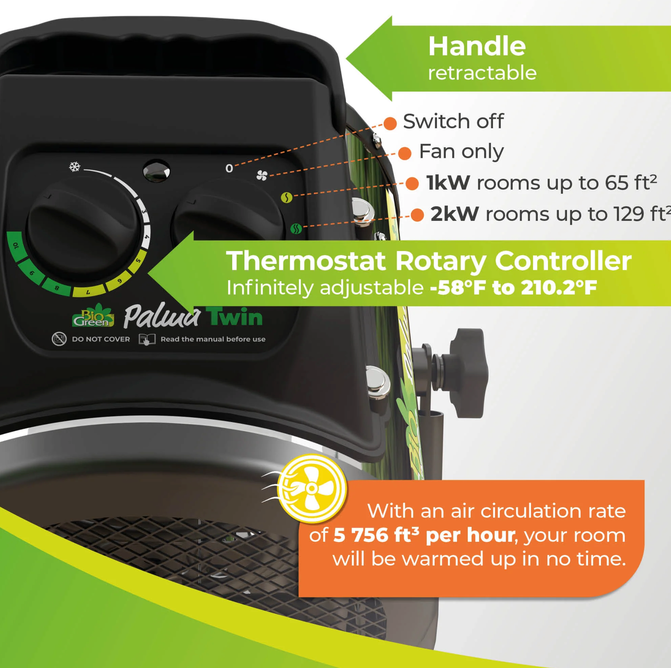 Palma™ Greenhouse Fan Heater- 2 Years Warranty