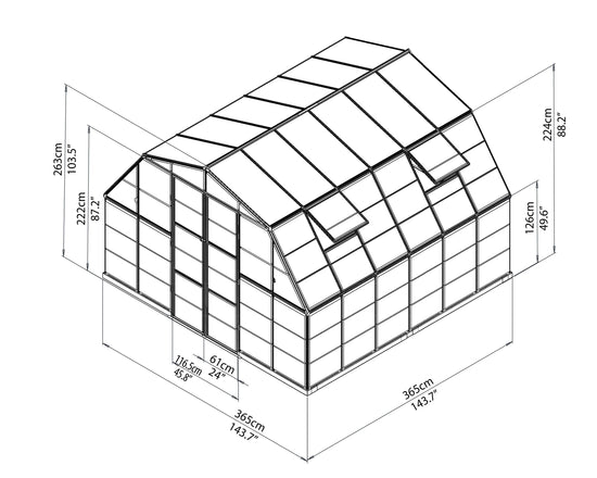 Americana Greenhouse - Americana™ 12x8x12.ft Clear Wall Chalet Greenhouse