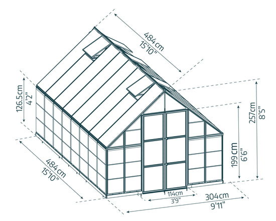 Balance Greenhouse - Balance™ 10x8x16.ft Clear Wall Greenhouse