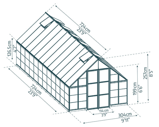 Balance Greenhouse - Balance™ 10x8x24.ft Clear Wall Greenhouse