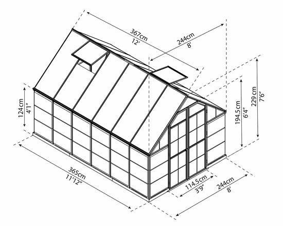 Balance Greenhouse - Balance™ 8x7x12.ft Clear Wall Greenhouse