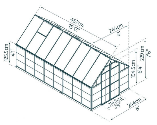 Balance Greenhouse - Balance™ 8x7x16.ft Clear Wall Greenhouse