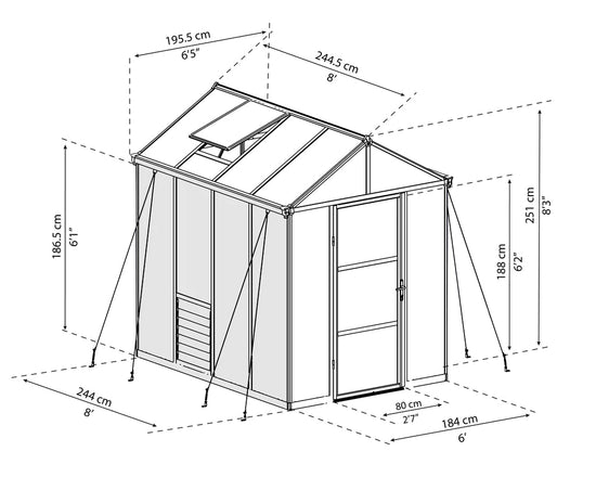 Glory Greenhouse - Glory™ 6x8x8.ft Twin Wall Greenhouse