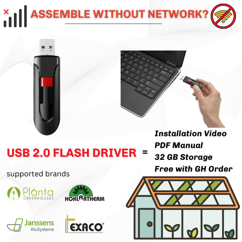Greenhouse Accessories - USB 2.0 Driver W/. Greenhouse Assemble Videos & PDFs