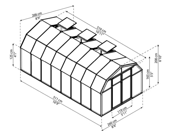 Hobby Gardener Greenhouse - Hobby Gardener 2™  Resin 8x6x16.ft Greenhouse