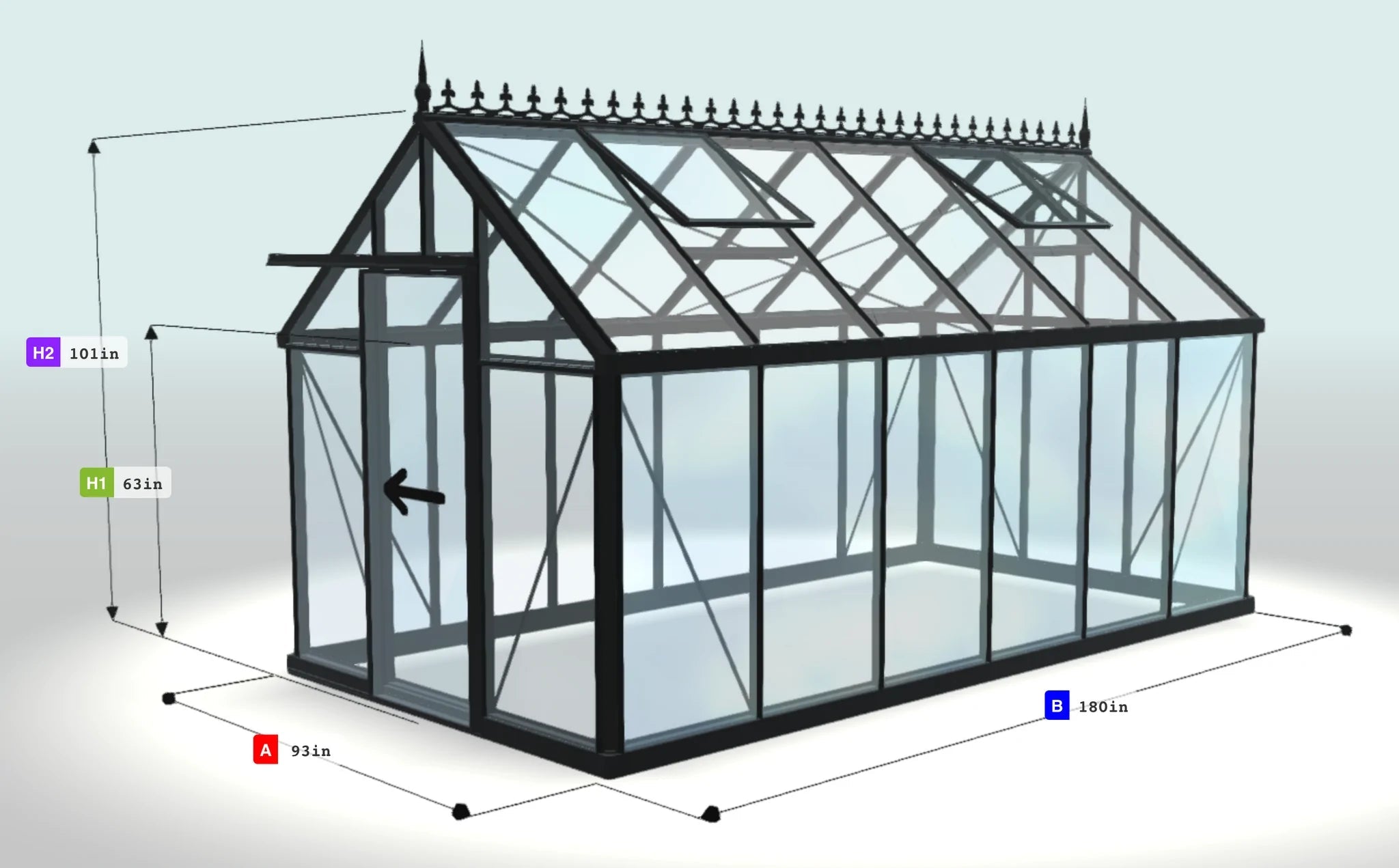 Jr Victorian Greenhouse - Jr Victorian™ 8X8X15.ft VIC 25 Glass Greenhouse