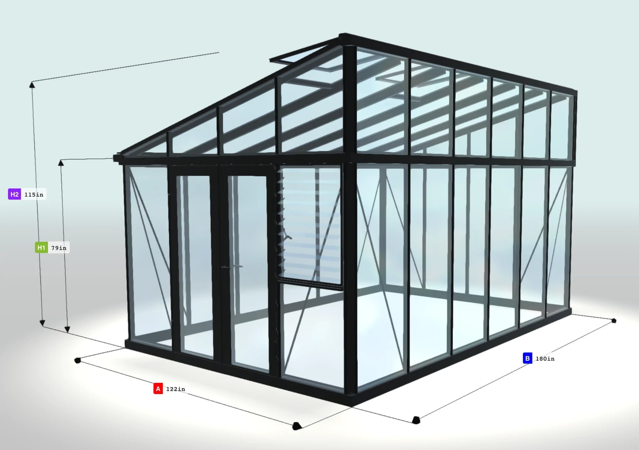 Modern Victorian Greenhouse - Modern™ Victorian 10X9X15.ft M34 Sloping Roof Greenhouse