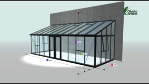 Arcadia™  Lean-to Black Glass House/Greenhouse