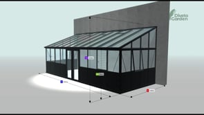 Arcadia™  Lean-to Black Glass House/Greenhouse