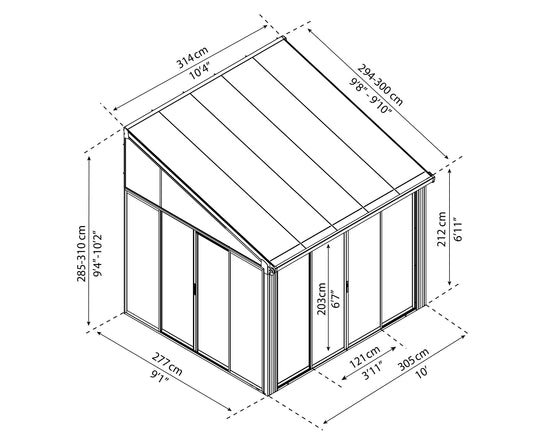 Sanremo 10 Enclosed Gazebo - SanRemo 10x10x10 Patio Enclosure