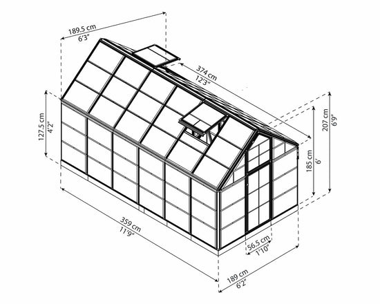 Snap&Grow 6 Greenhouse - Snap&Grow™ 6x7x12.ft Clear Wall Greenhouse