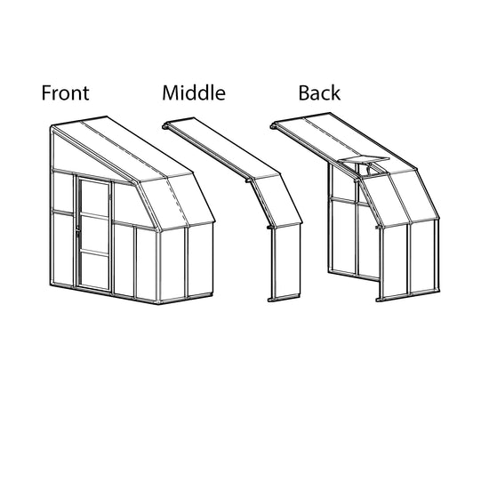 Sun Room 6 Greenhouse - Sun Room 2™ 6x6x6.ft Lean-to Solarium Kit