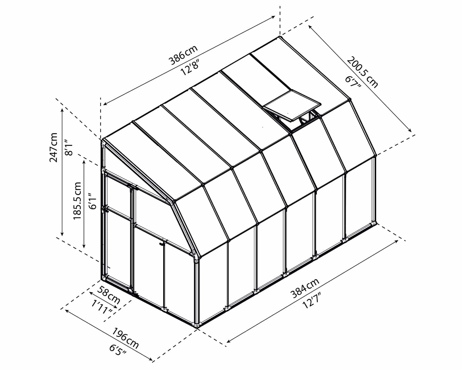Sun Room 6 Greenhouse - Sun Room 2™ 6x8x12.ft Lean-to Solarium Kit