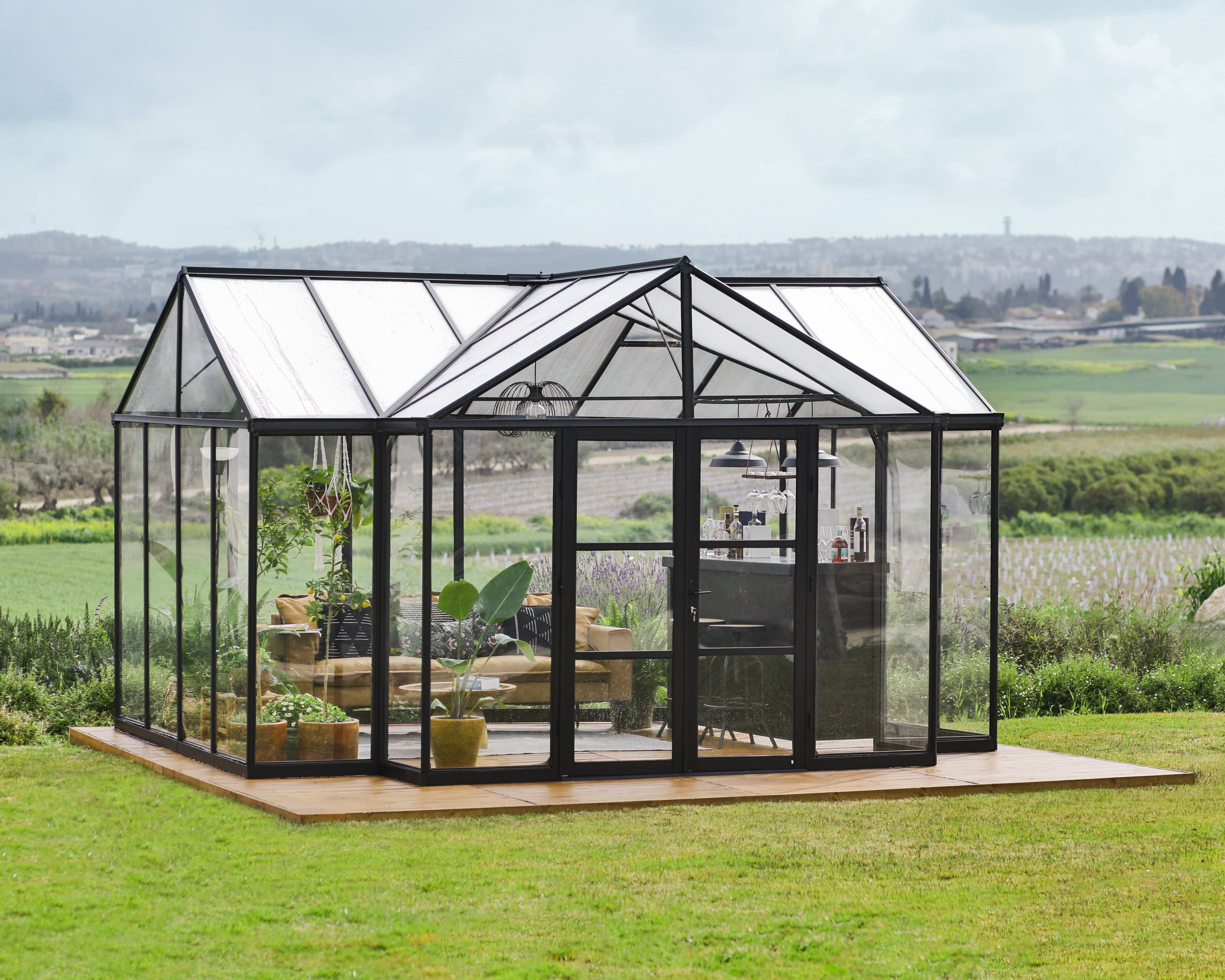 Triomphe Greenhouse - Triomphe™ 12x9x15.ft T-Shape Enclosed Gazebo