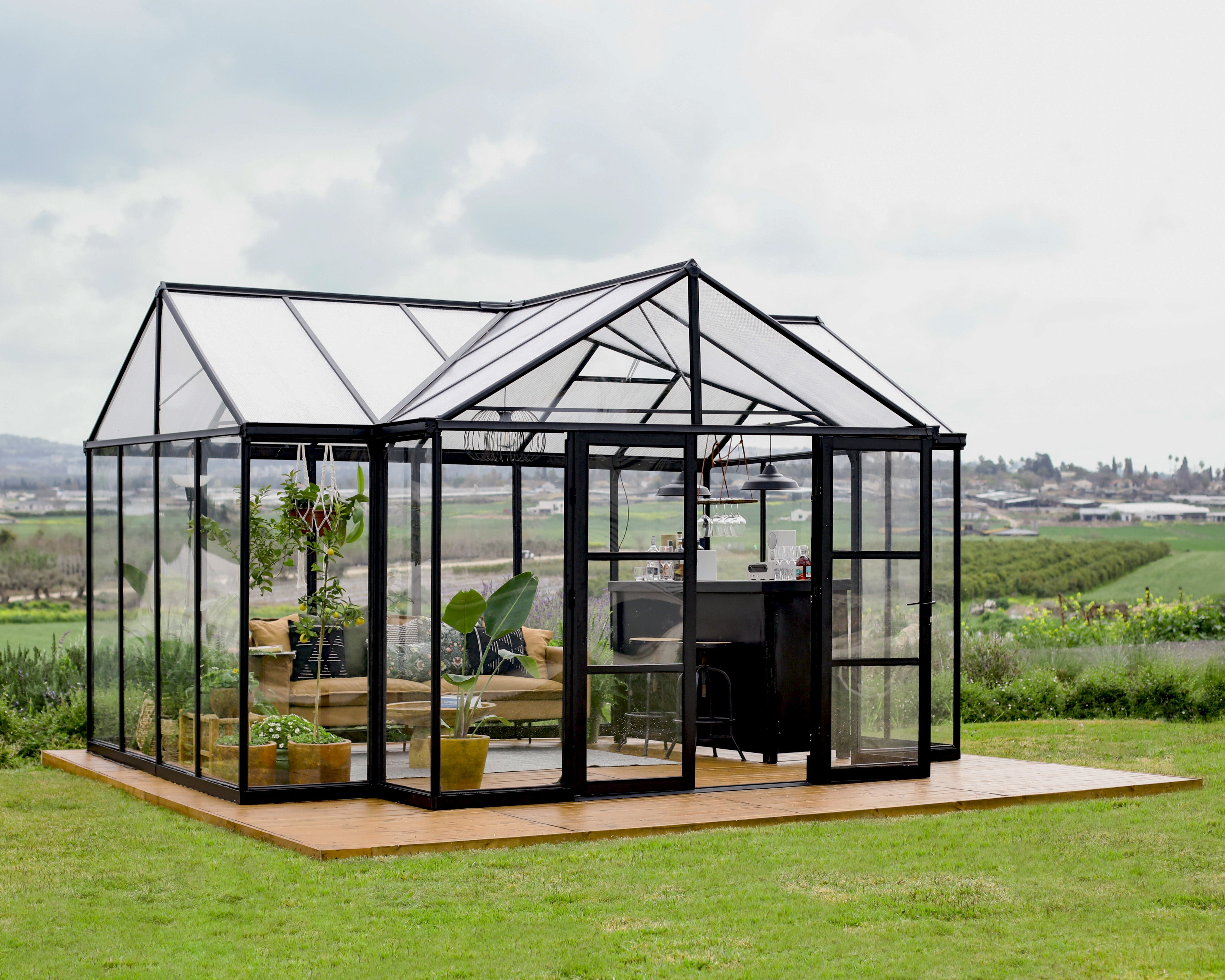 Triomphe Greenhouse - Triomphe™ 12x9x15.ft T-Shape Enclosed Gazebo