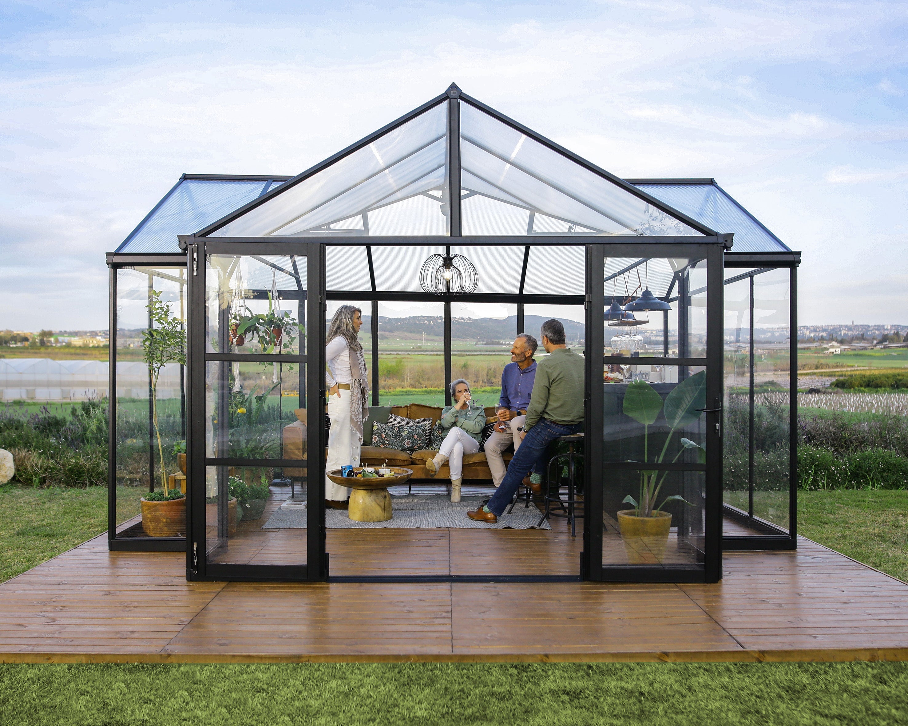 Triomphe Greenhouse - Triomphe™ 12x9x15.ft T-Shape Enclosed Gazebo