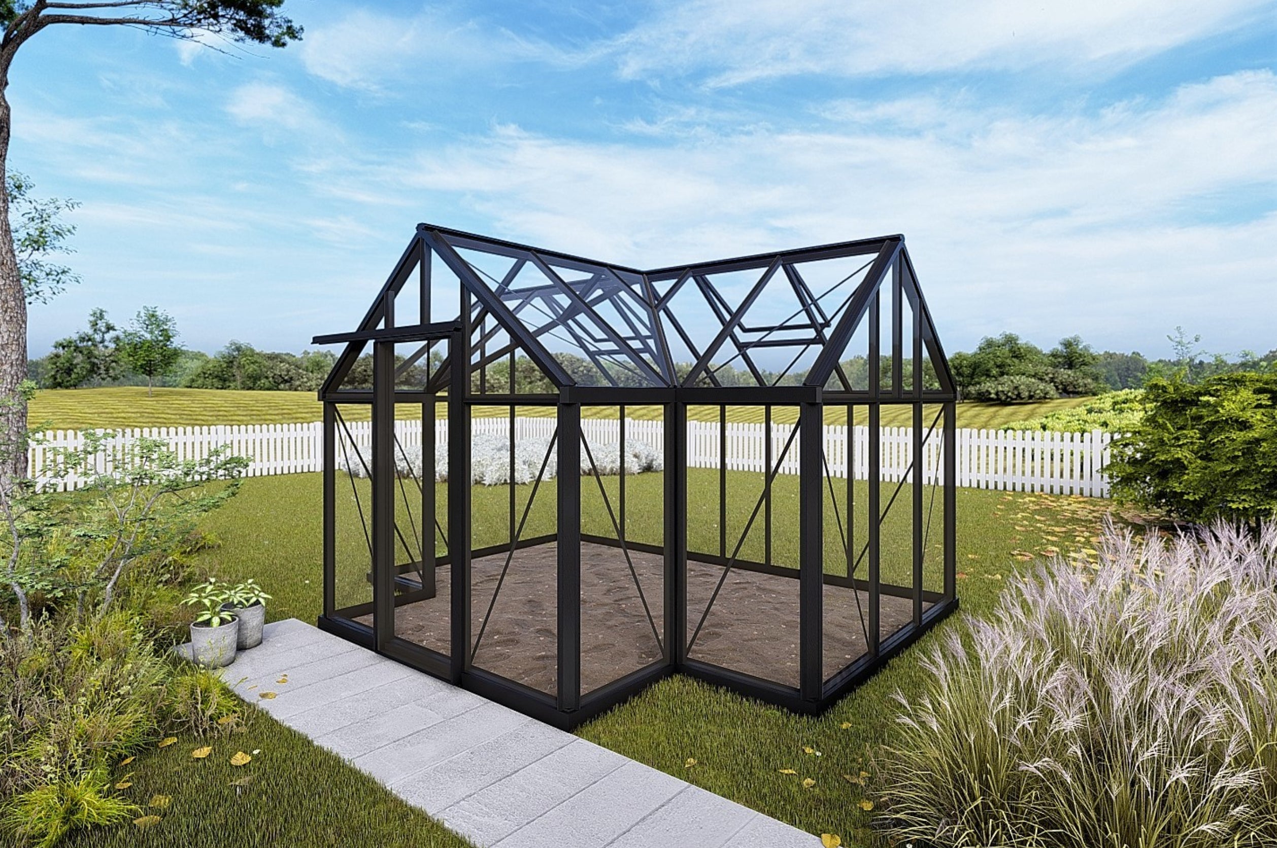 Victorian T-Shape - EOS™ 13X10X13.ft T-Shaped Greenhouse Ground Edition