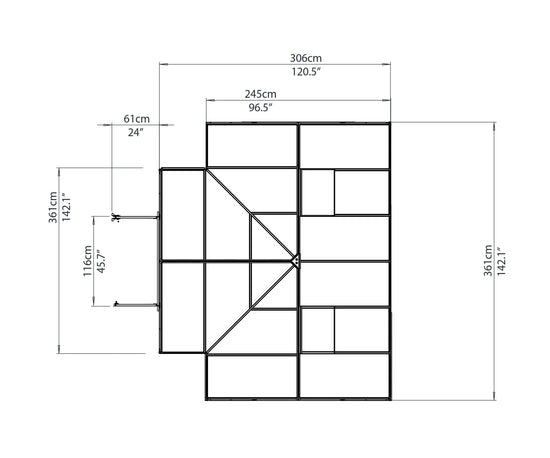 Victory Oeangery T-Shape Greenhouse - Victory Orangery™ 12x9x10.ft Greenhouse