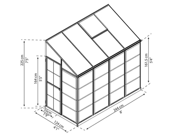 Lean-To™ 8x8x4.ft Clear Wall Greenhouse - Dive To Garden