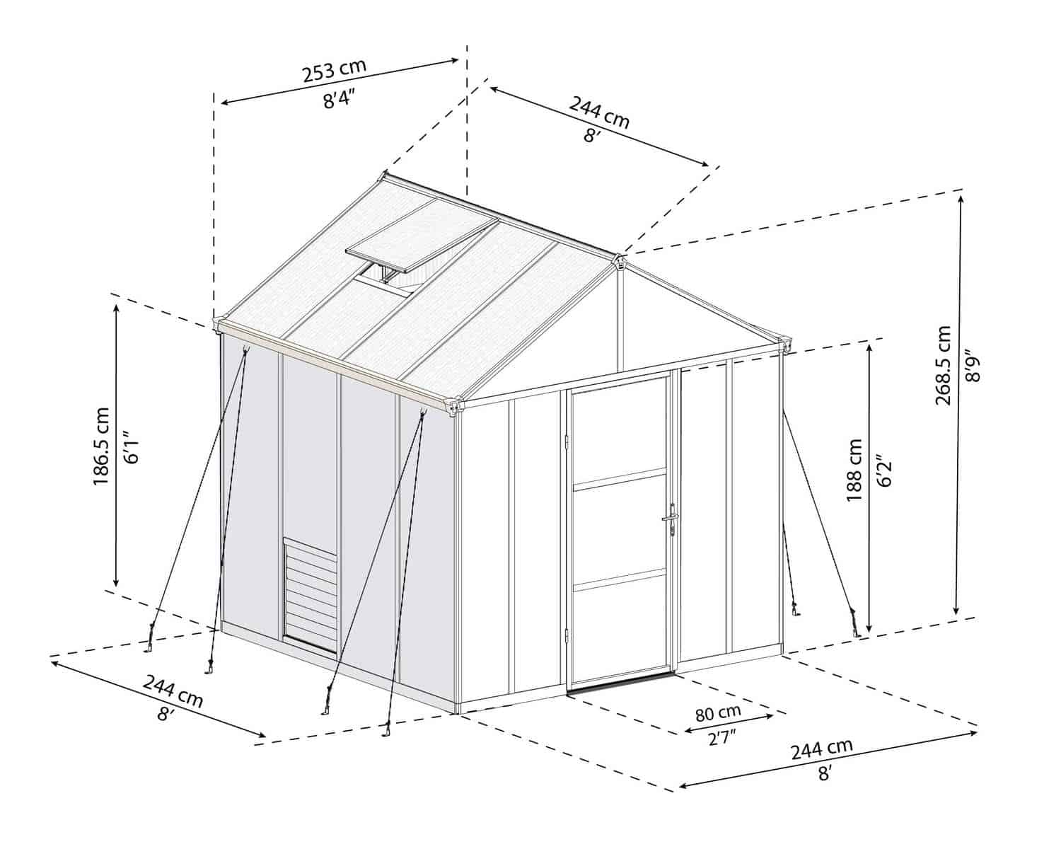 Glory™ 8x8x8.ft Twin Wall Greenhouse - Dive To Garden
