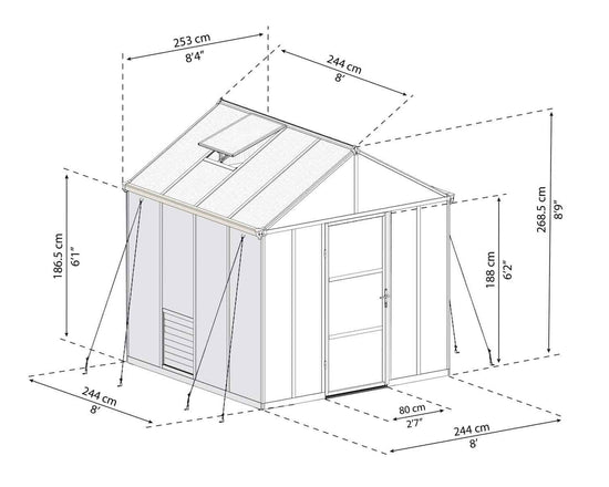 Glory™ 8x8x8.ft Twin Wall Greenhouse - Dive To Garden