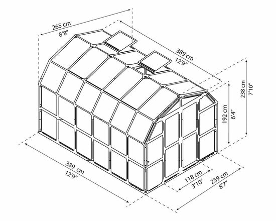 Grand Gardener 2™ Resin 8x8x12.ft  Greenhouse - Dive To Garden