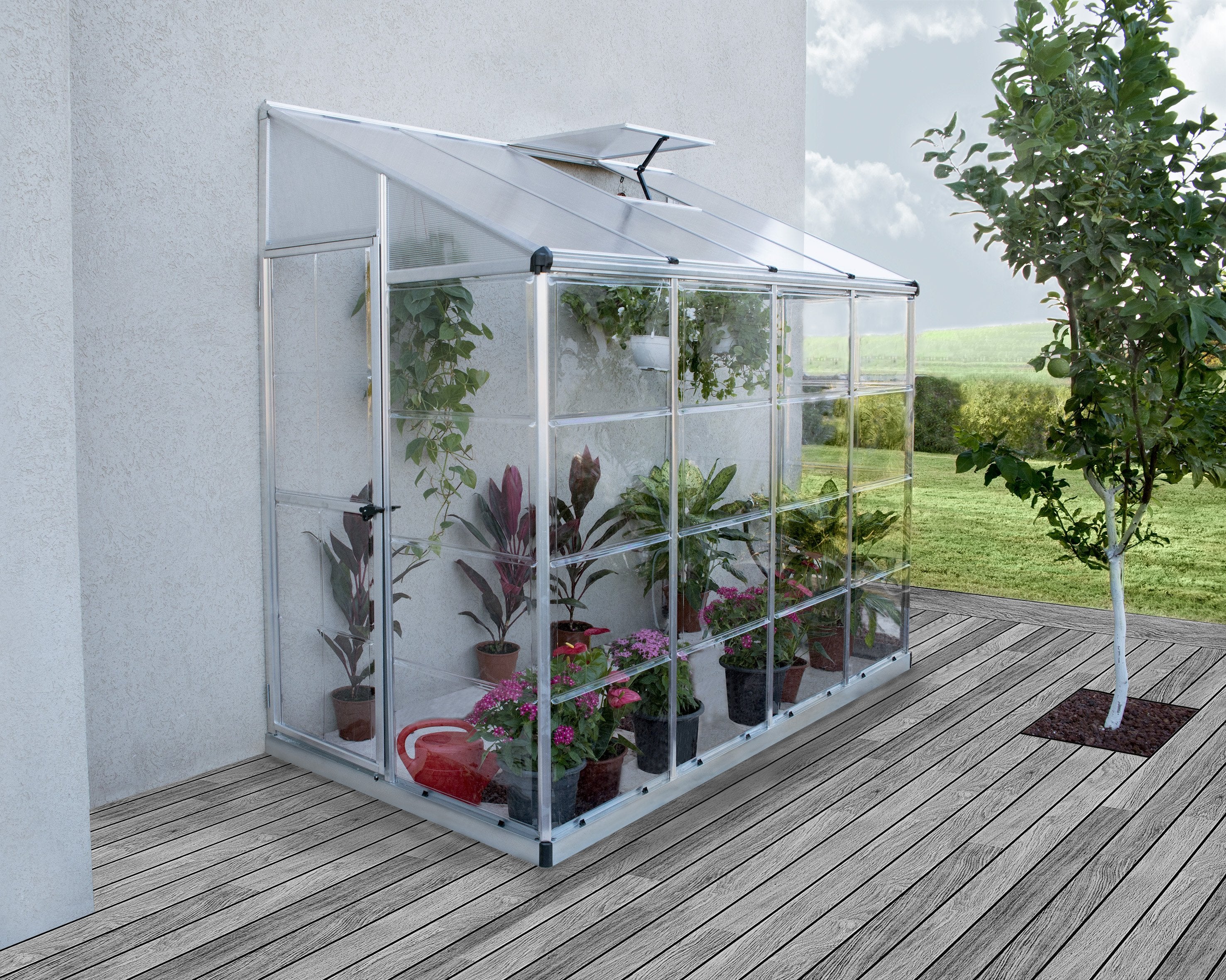 Lean-To™ 8x8x4.ft Clear Wall Greenhouse - Dive To Garden
