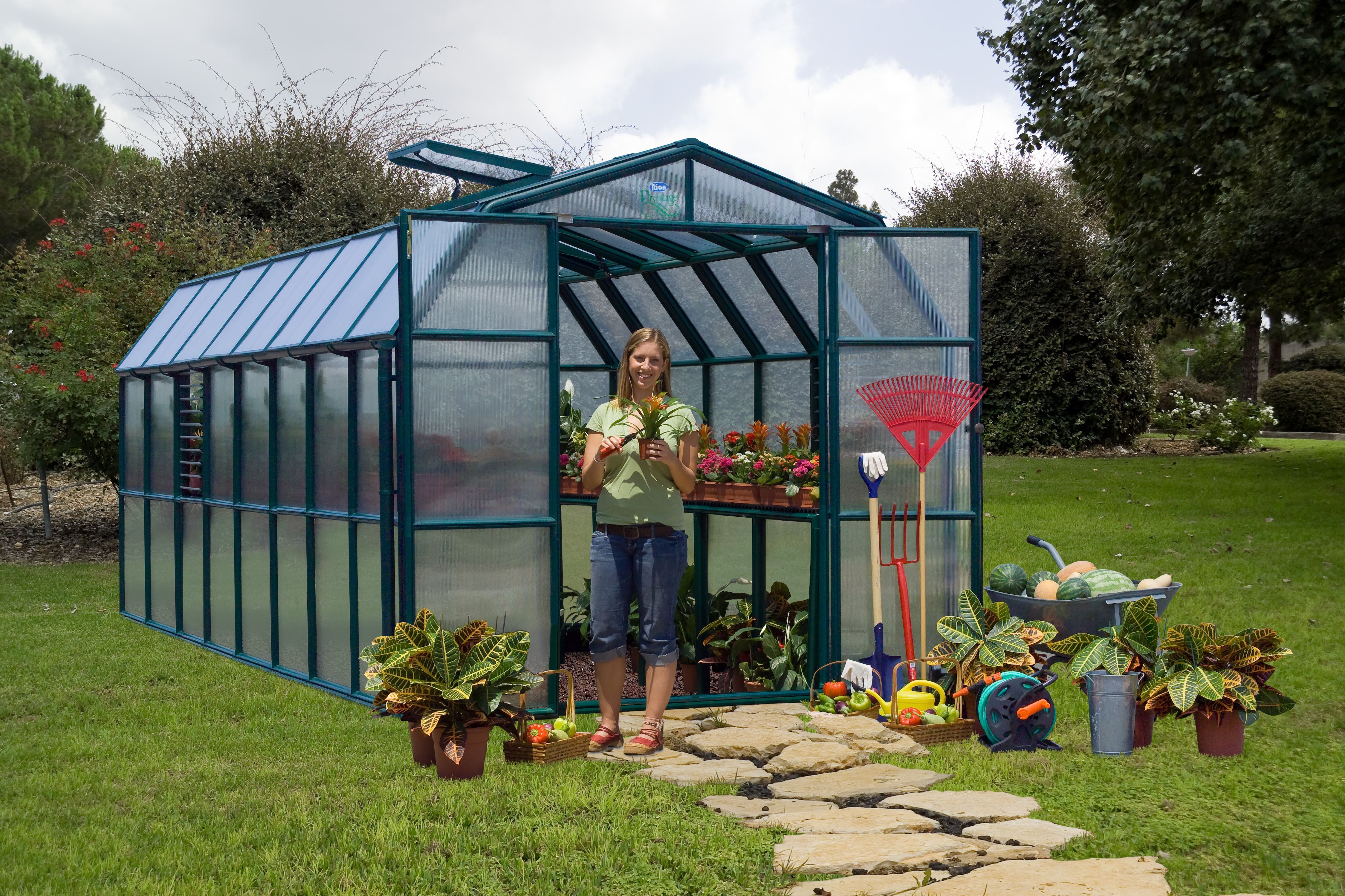 Prestige 2™ 8x8x16.ft Resin Greenhouse Package - Dive To Garden