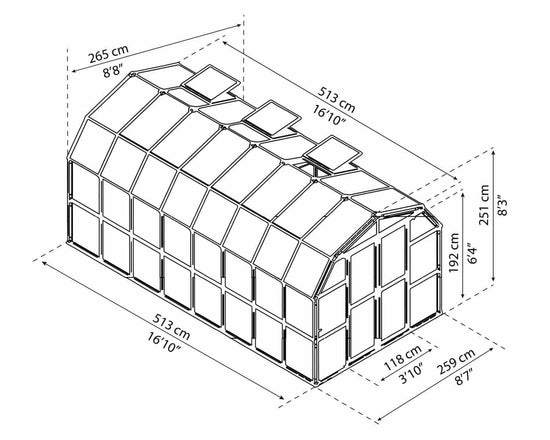 Prestige 2™ 8x8x16.ft Resin Greenhouse Package - Dive To Garden