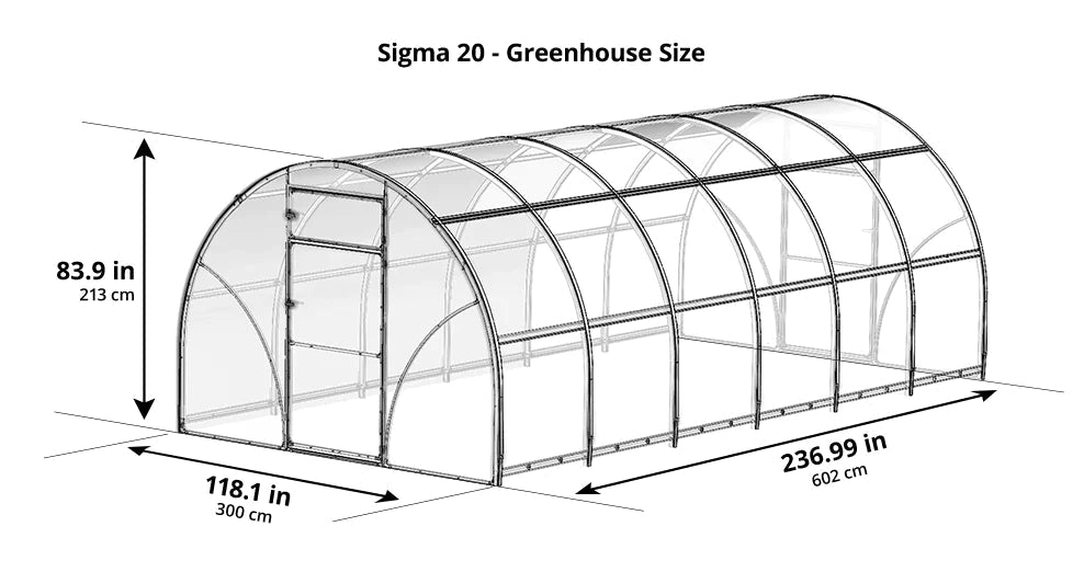 Sigma 20™ 10x7x20.ft Greenhouse - Dive To Garden