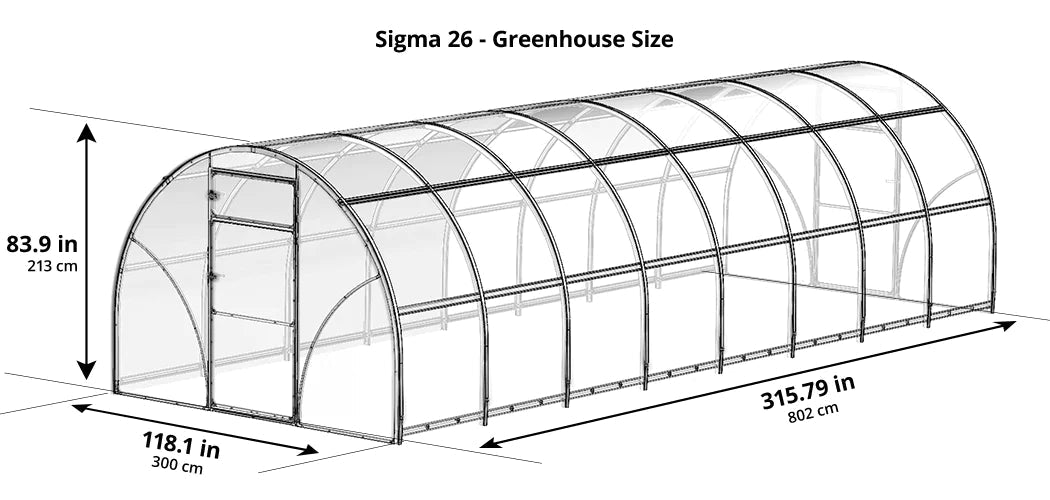 Sigma 26™ 10x7x26.ft. Greenhouse - Dive To Garden