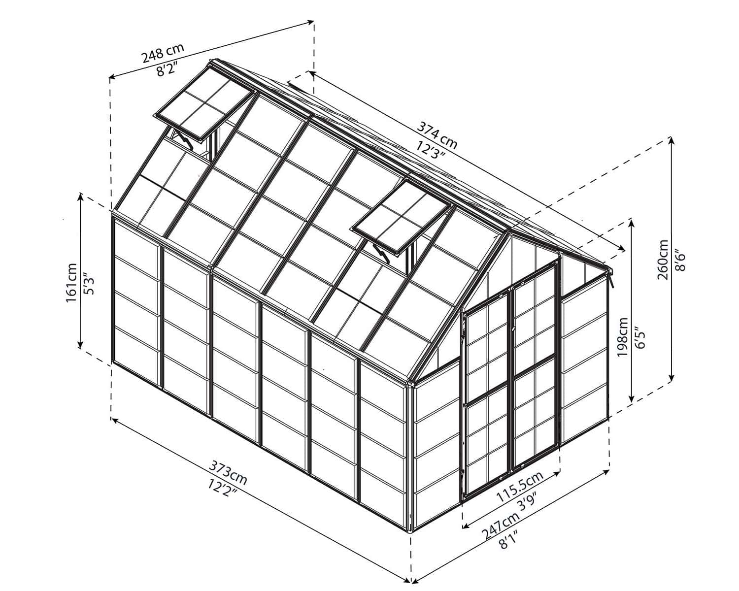 Snap&Grow™ 8x8x12.ft Clear Wall Greenhouse - Dive To Garden