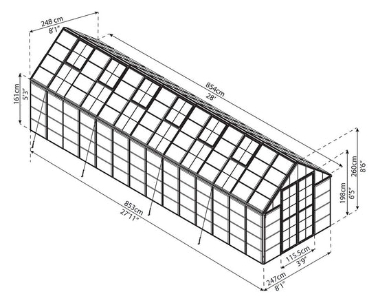 Snap&Grow™ 8x8x28.ft Clear Wall Greenhouse - Dive To Garden