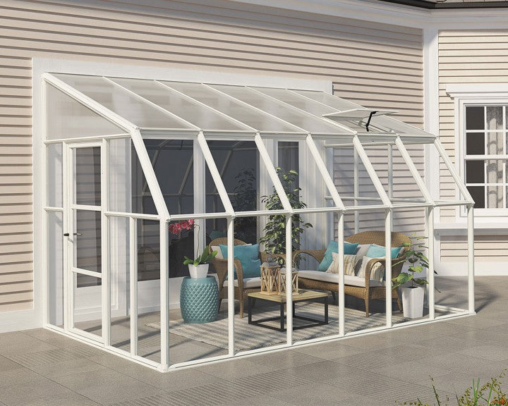 Sun Room™ 2 Clear Wall 8x8x10.ft Lean-to Greenhouse - Dive To Garden