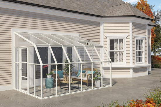 Sun Room 2™ Clear Wall 8x8x12.ft Lean-to Greenhouse - Dive To Garden