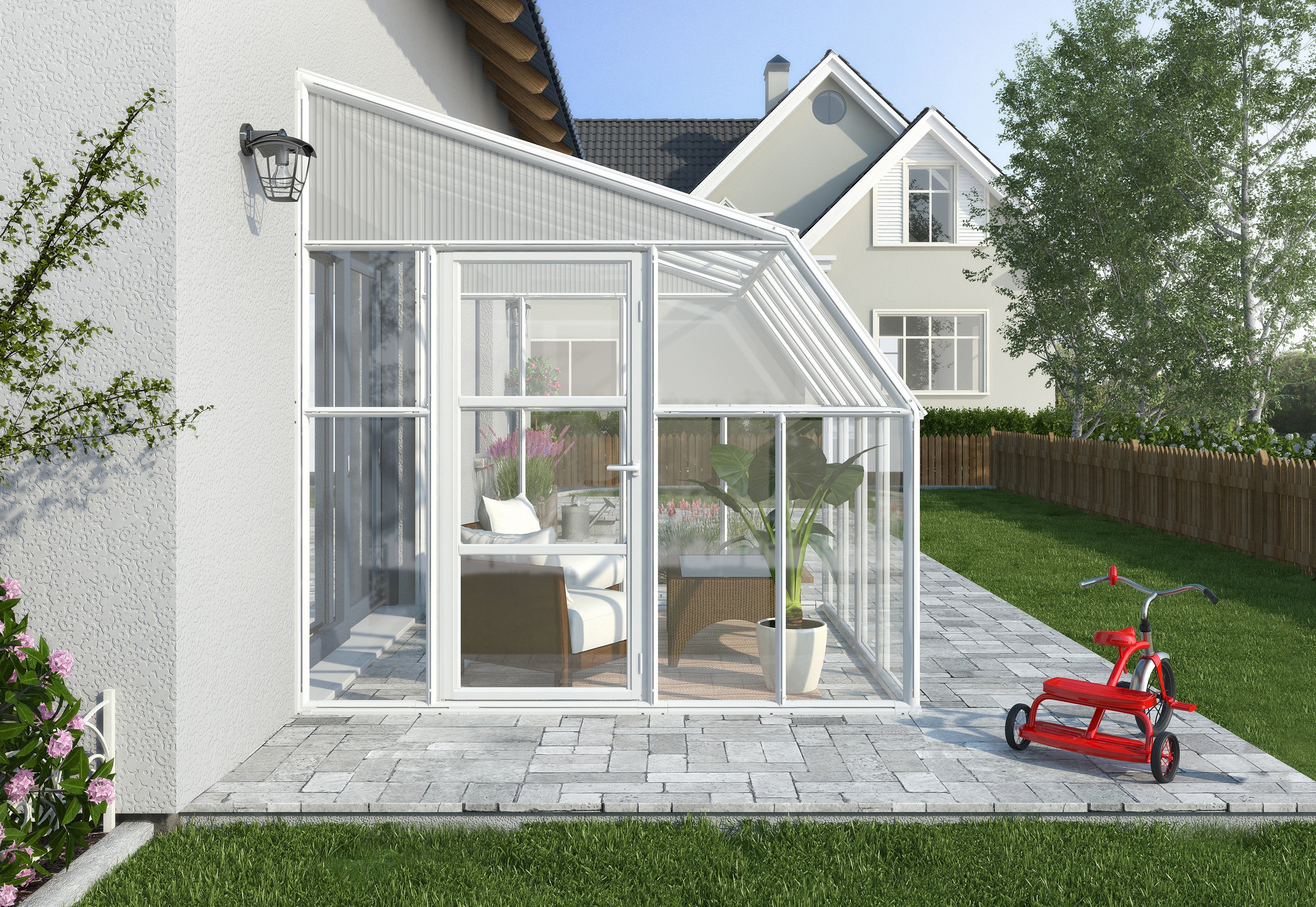 Sun Room 2™ Clear Wall 8x8x12.ft Lean-to Greenhouse - Dive To Garden