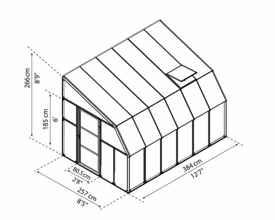 Sun Room 2™ Clear Wall 8x8x12.ft Lean-to Greenhouse - Dive To Garden