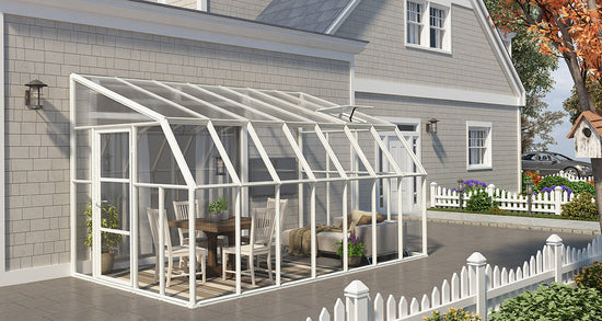 Sun Room 2™ Clear Wall 8x8x14.ft Lean-to Greenhouse - Dive To Garden