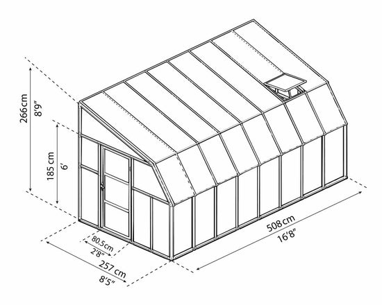 Sun Room 2™ Clear Wall 8x8x16.ft Lean-to Greenhouse - Dive To Garden