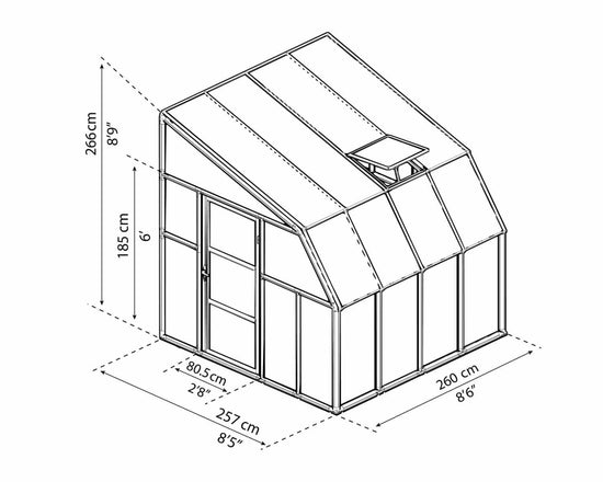 Sun Room 2™ Clear Wall 8x8x8.ft Lean-to Greenhouse - Dive To Garden