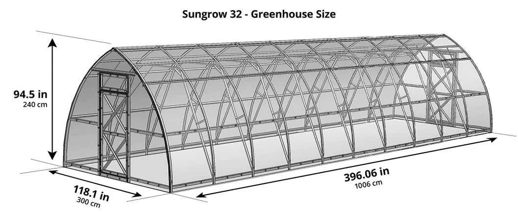 Sungrow 32™ 10x8x32.ft Greenhouse - Dive To Garden
