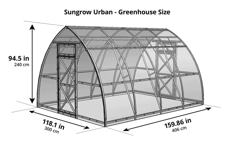 Sungrow Urban™ 10x8x13.ft Greenhouse - Dive To Garden